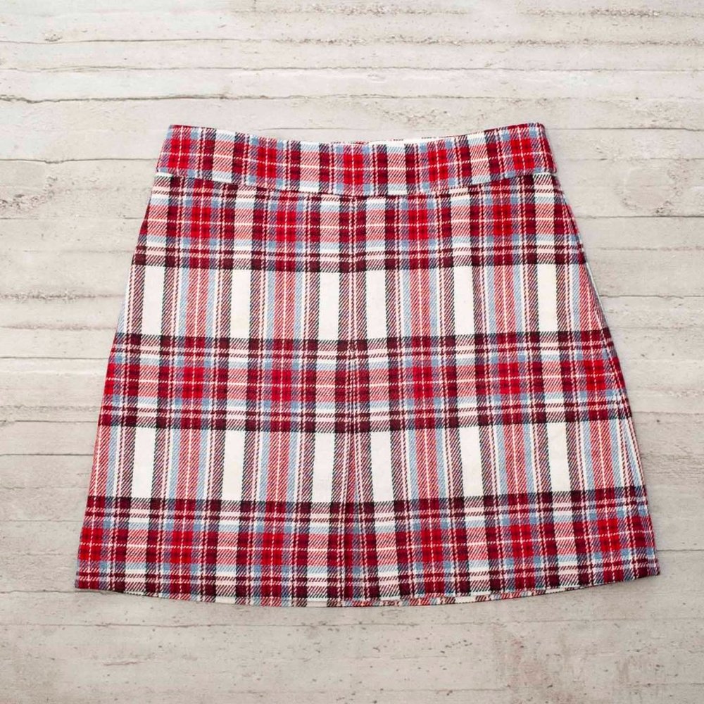 NWT J. Crew Pleated Italian Wool Mini Skirt in Vintage Plaid size 8